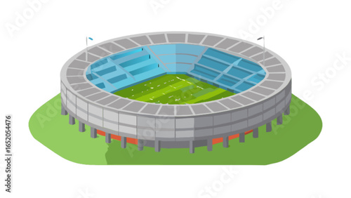 Isometric sports stadium illustration vector design for football baseball cricket and other games