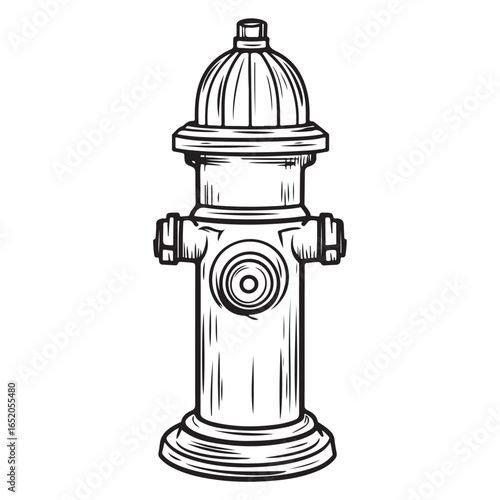 Detailed fire hydrant in silhouette vector illustration 