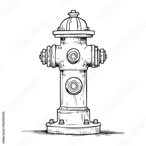 Detailed fire hydrant in silhouette vector illustration 