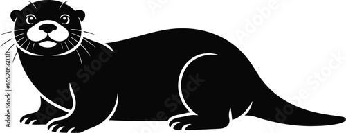 A charming black otter illustration showcases a sleek, streamlined design, perfect for wildlife enthusiasts and graphic design projects, highlighting its playful yet elegant form.