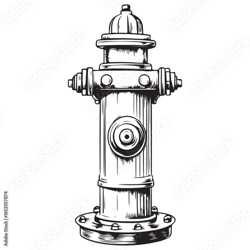 Detailed fire hydrant in silhouette vector illustration 