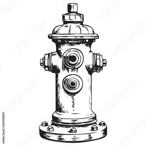 Detailed fire hydrant in silhouette vector illustration 