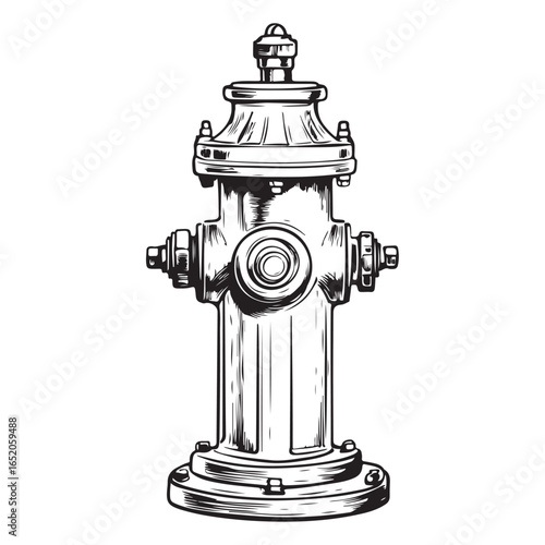 Detailed fire hydrant in silhouette vector illustration 