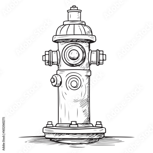 Detailed fire hydrant in silhouette vector illustration 