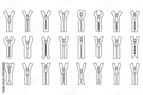 Wallpaper Mural Zipper Vector Pack Outline Icons of Clothing Fasteners for Apparel and Bags Torontodigital.ca