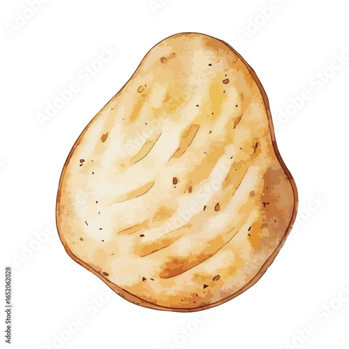 Watercolor Style Flatbread with Golden Brown Edges and Textured Surface
