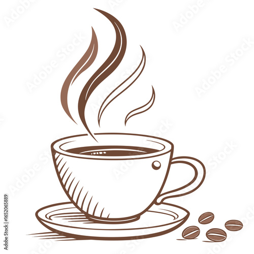 Minimal Coffee Cup Icon with Steam Lines and Bold Outline in Warm Brown Vector Design.svg