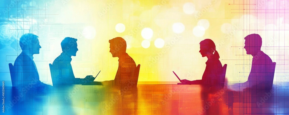 Obraz premium An abstract representation of a dynamic business meeting.