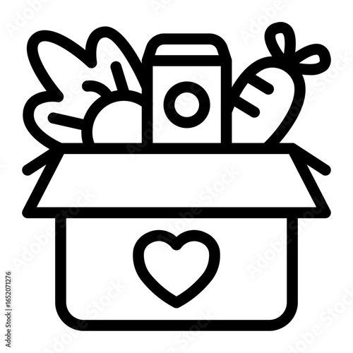 This Food donation icon is suitable for Starvation, Humanitarian, and related fields.