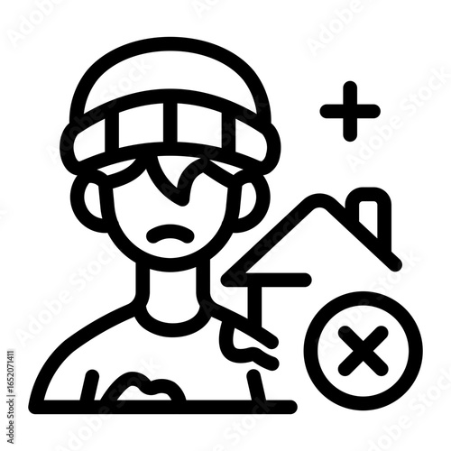 This Homeless icon is suitable for Starvation, Humanitarian, and related fields.