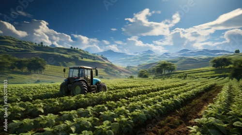 A tractor working in a farm field