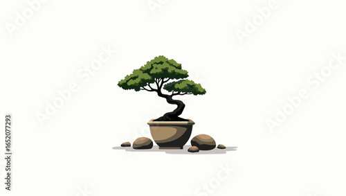 "Elegant Bonsai Tree Illustration"