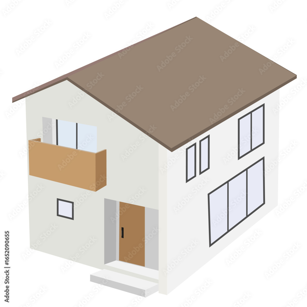 Obraz premium シンプルな住宅の立体イラスト素材