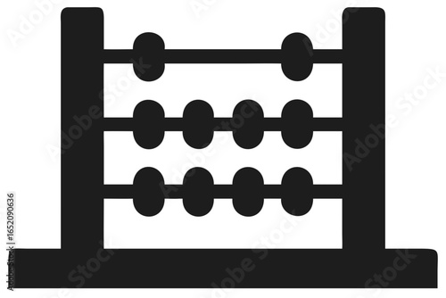 Solid Silhouette Icon of a Traditional Abacus with Beads calculator counting