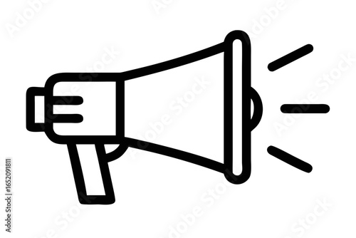 Megaphone line art icon with sound waves bullhorn loudspeaker