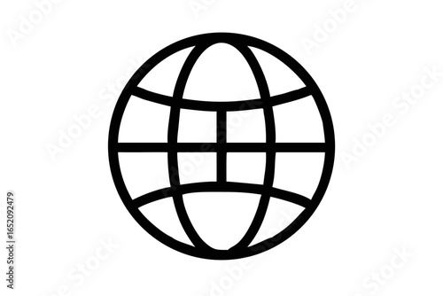 Outline icon of a simple globe with latitude and longitude lines world earth
