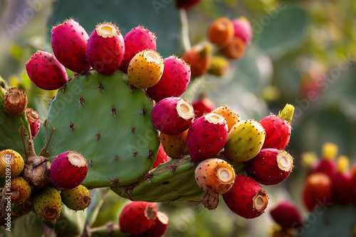 
Prickly pear cactus with ripe fruit 