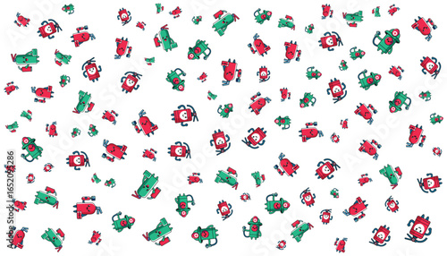Firefighter Character Cartoon Pattern Vector
