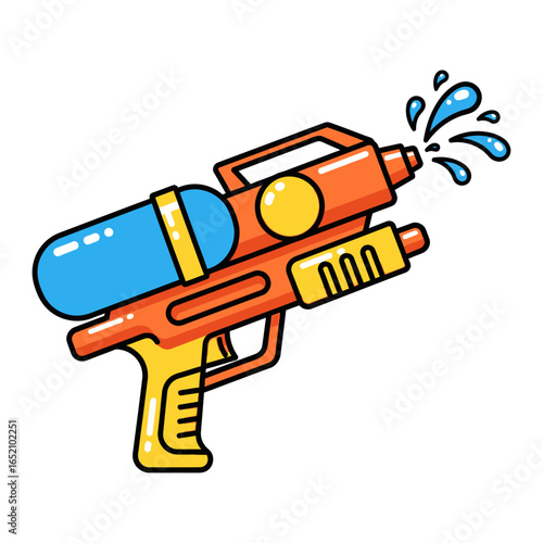 Colorful Water Blaster Toy Spraying Vector