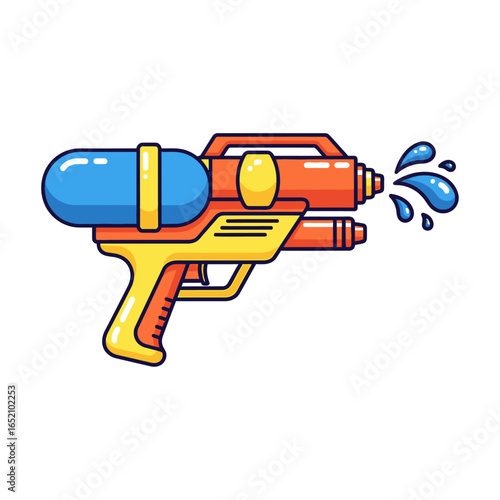 Colorful Water Blaster Toy Spraying Vector