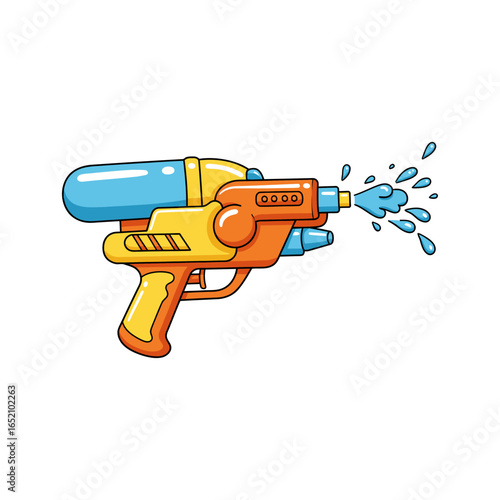Colorful Water Blaster Toy Spraying Vector