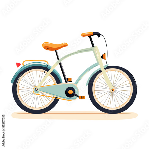 A stylish light blue city cruiser bicycle with a step-through frame, a chic illustration for urban lifestyle, eco-friendly commuting, or summer leisure activities.

