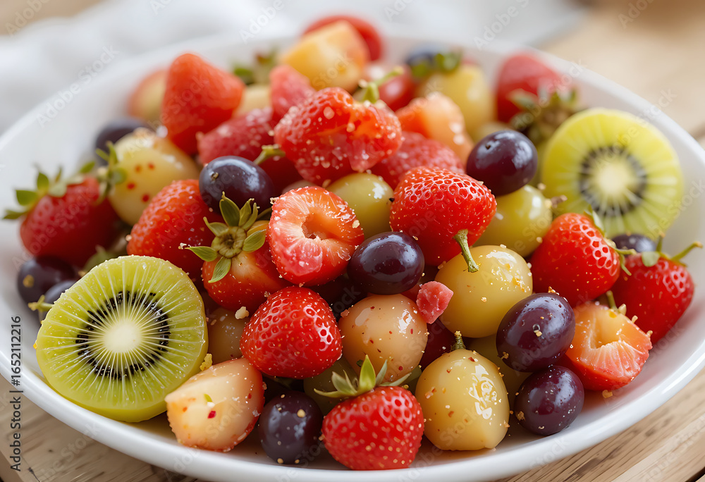 Obraz premium Fresh Fruit Salad Bowl – Summer Dessert