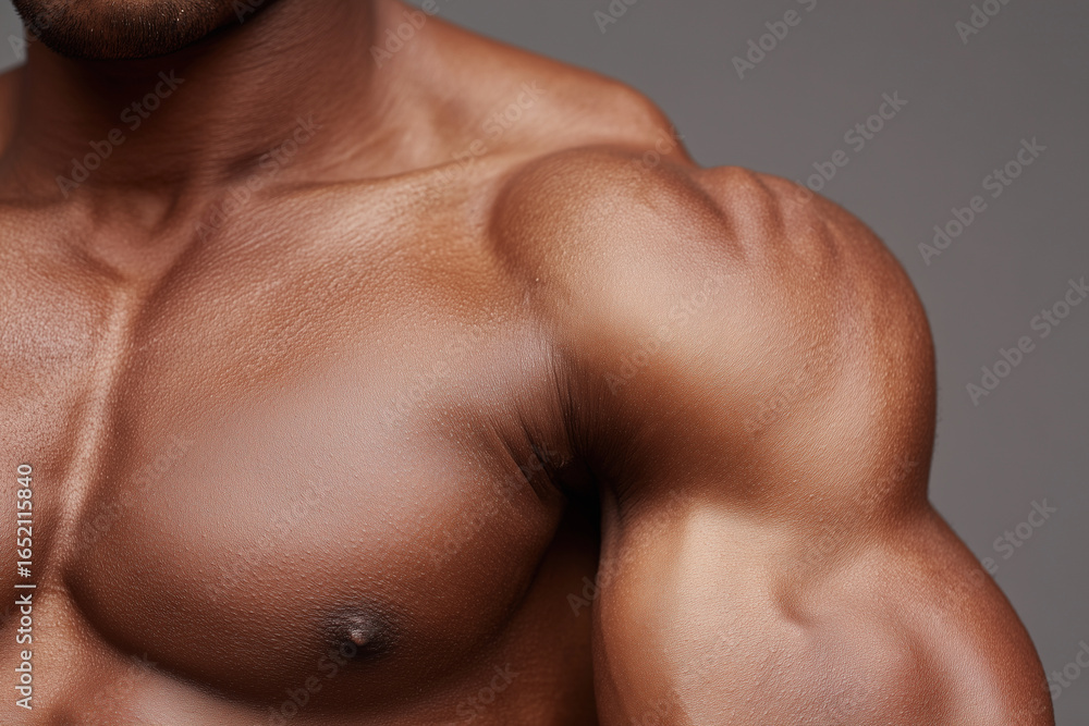 Fototapeta premium A man with a large chest and a hairy back