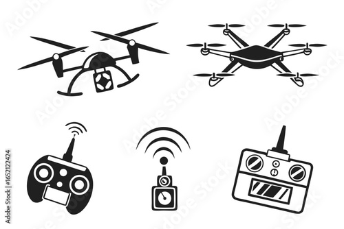 Drone and remote control icons