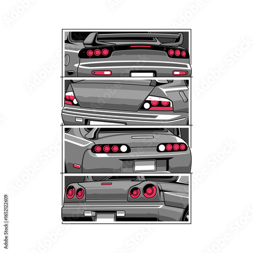 Rear Side Sport Car Illustration