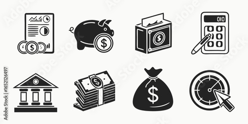 Finance and business icons isolated on white background