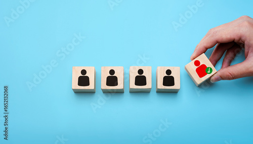 Bilde på lerret Human resources recruitment concept with hand selecting the best candidate from