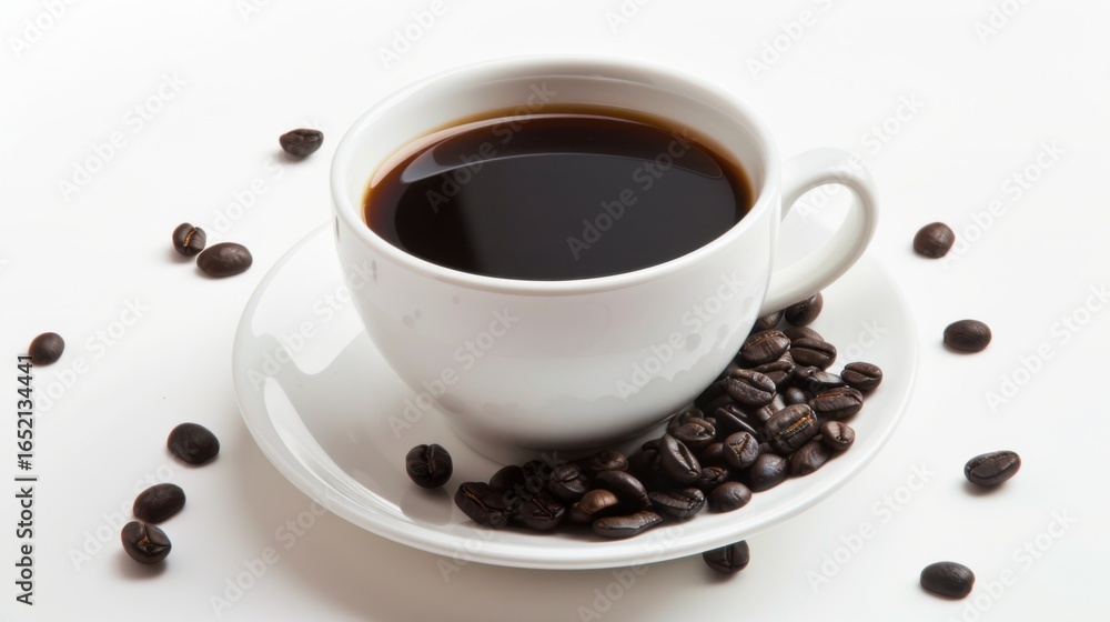 Fototapeta premium A Cup of Coffee on an Isolated White Background