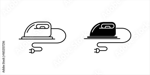 Ironing Clothes outline vector illustration isolated on white background, eps	
