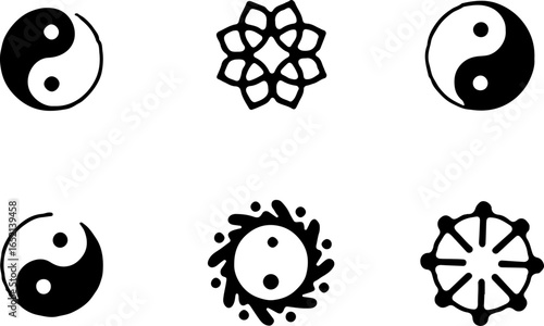 Abstract Taoist Balance Icon Set