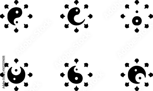 Abstract Taoist Balance Icon Set