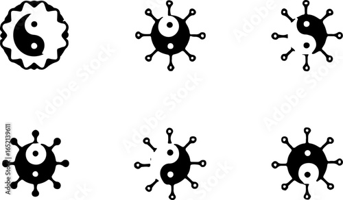 Abstract Taoist Balance Icon Set