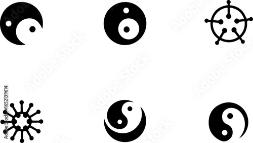 Abstract Taoist Balance Icon Set