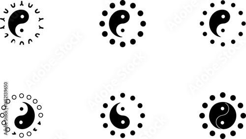 Abstract Taoist Balance Icon Set