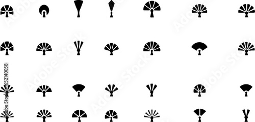 Set of 25 tree icons vector, black silhouettes