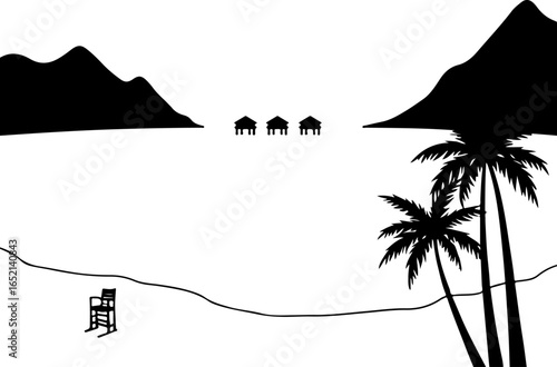 Tropical Beach Relaxation Under Palm Trees 