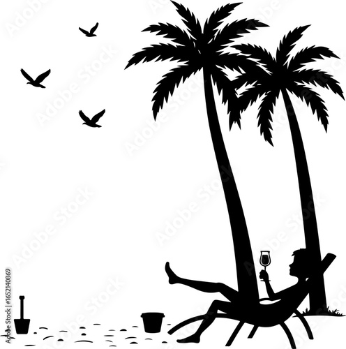 Tropical Beach Relaxation Under Palm Trees 