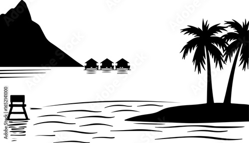 Tropical Beach Relaxation Under Palm Trees 