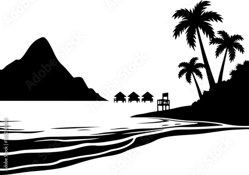 Tropical Beach Relaxation Under Palm Trees 