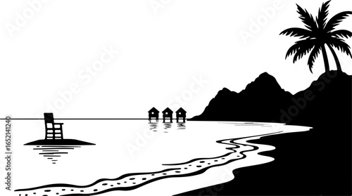 Tropical Beach Relaxation Under Palm Trees 