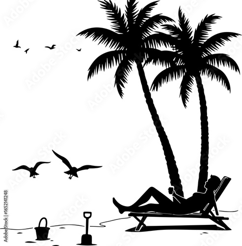 Tropical Beach Relaxation Under Palm Trees 
