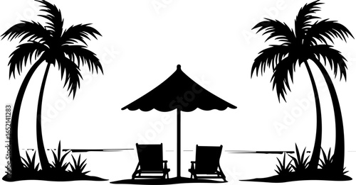 Tropical Beach Relaxation Under Palm Trees 