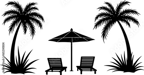 Tropical Beach Relaxation Under Palm Trees 