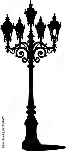 Black silhouette of vintage street lamp vector
