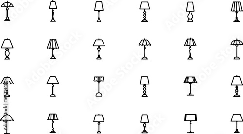 Set of 20 lamp icons vector